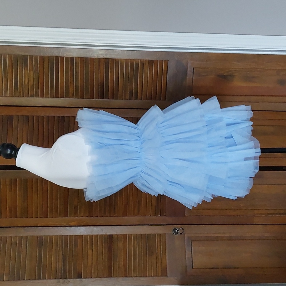 Mable Light Blue Tiered Tulle Mini Dress Sz S - Picture 5 of 15